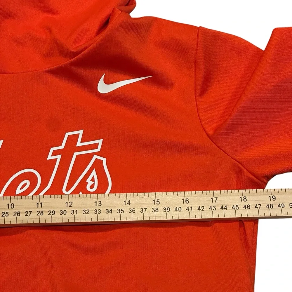 Nike Dri-FIT MLB NY Mets cowl neck pullover orange blue athleisure women SMALL